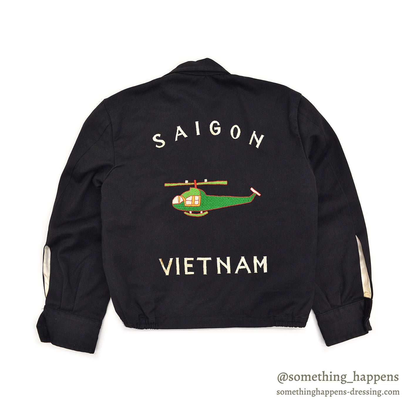 1960's KIDS VIETNAM SOUVENIR JACKET BLACK / HELICOPTER ... RARE
