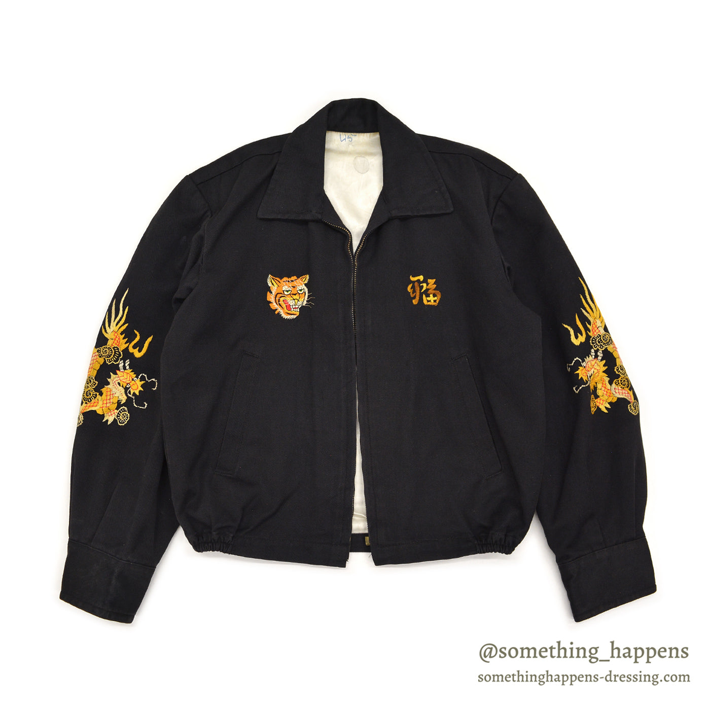 1960's KIDS VIETNAM SOUVENIR JACKET BLACK / TIGER FACE