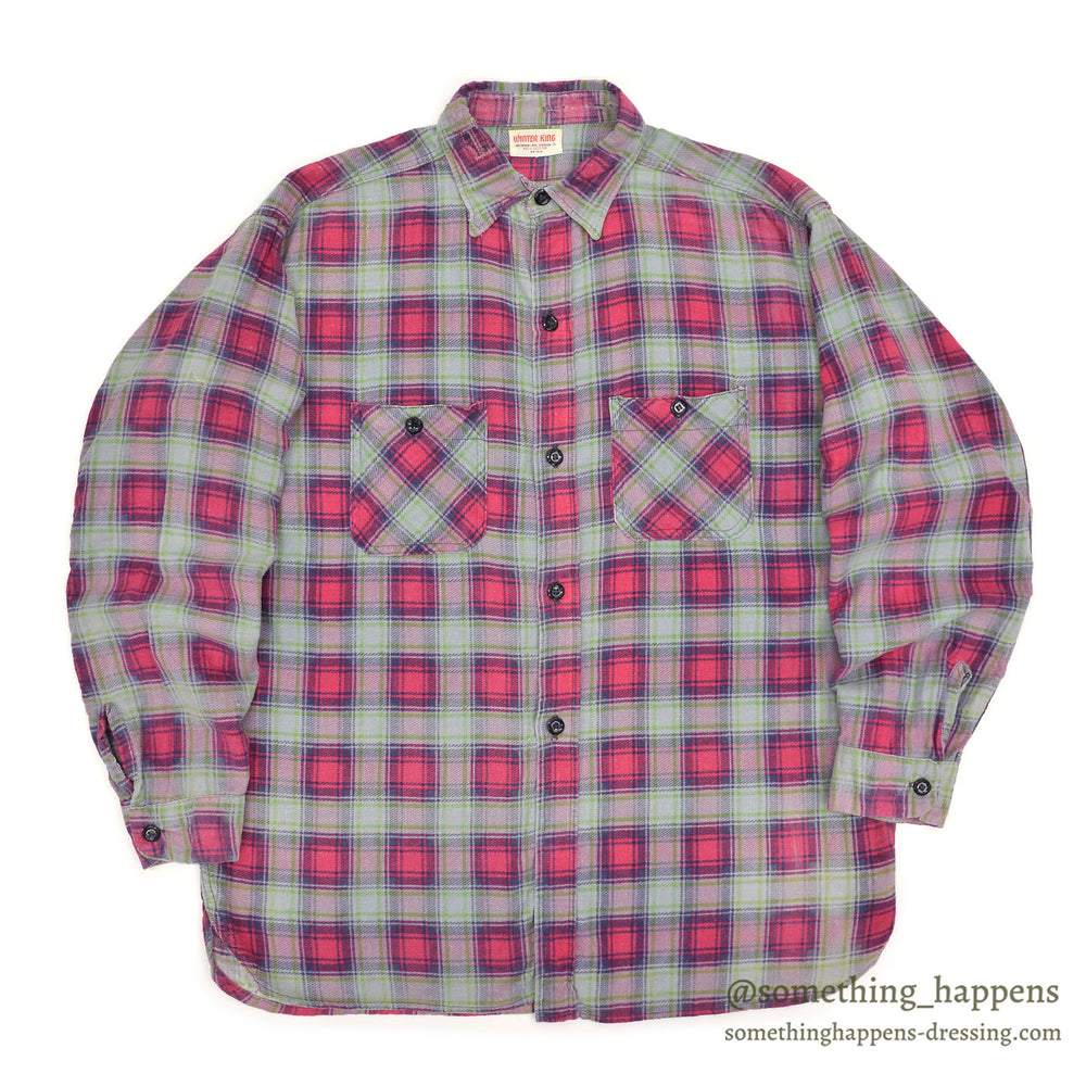 ~1960's WINTER KING PRINT FLANNEL SHIRT / GUSSET ...