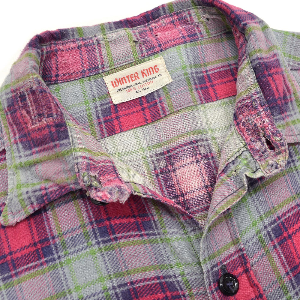 ~1960's WINTER KING PRINT FLANNEL SHIRT / GUSSET ...