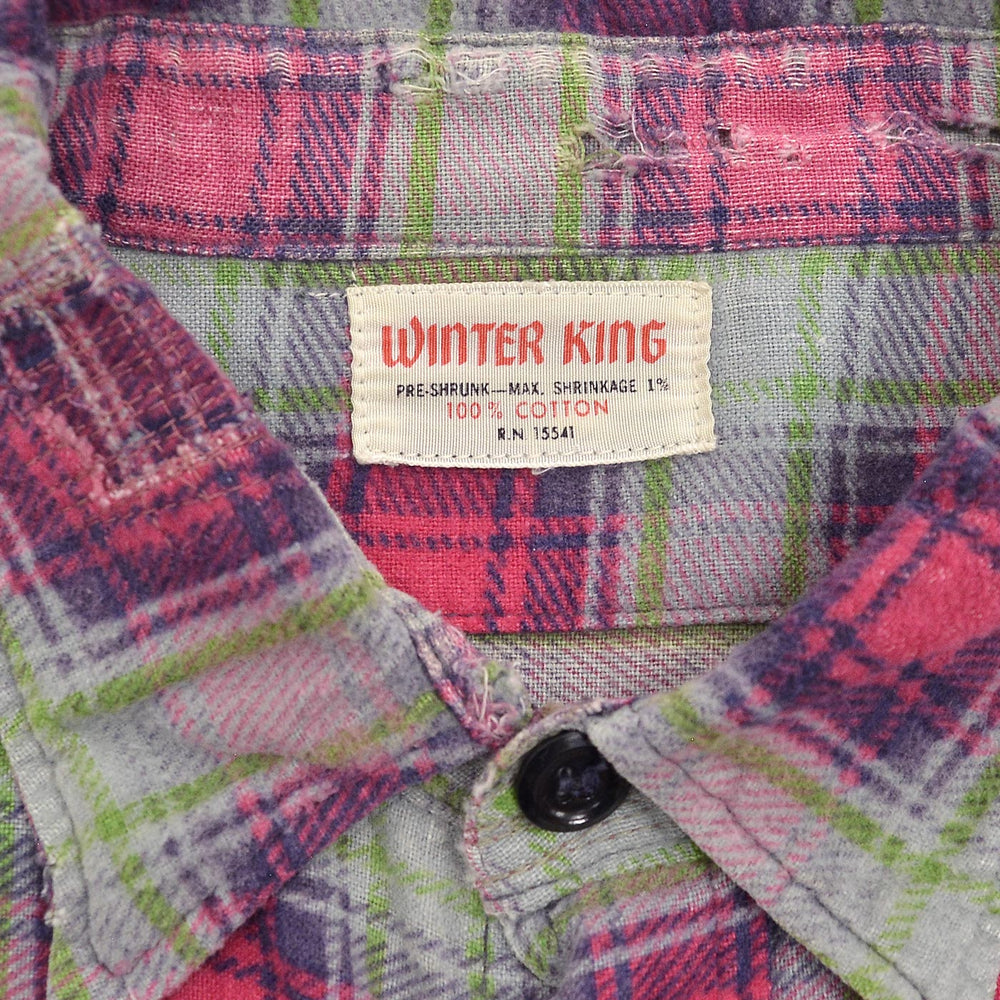 ~1960's WINTER KING PRINT FLANNEL SHIRT / GUSSET ...