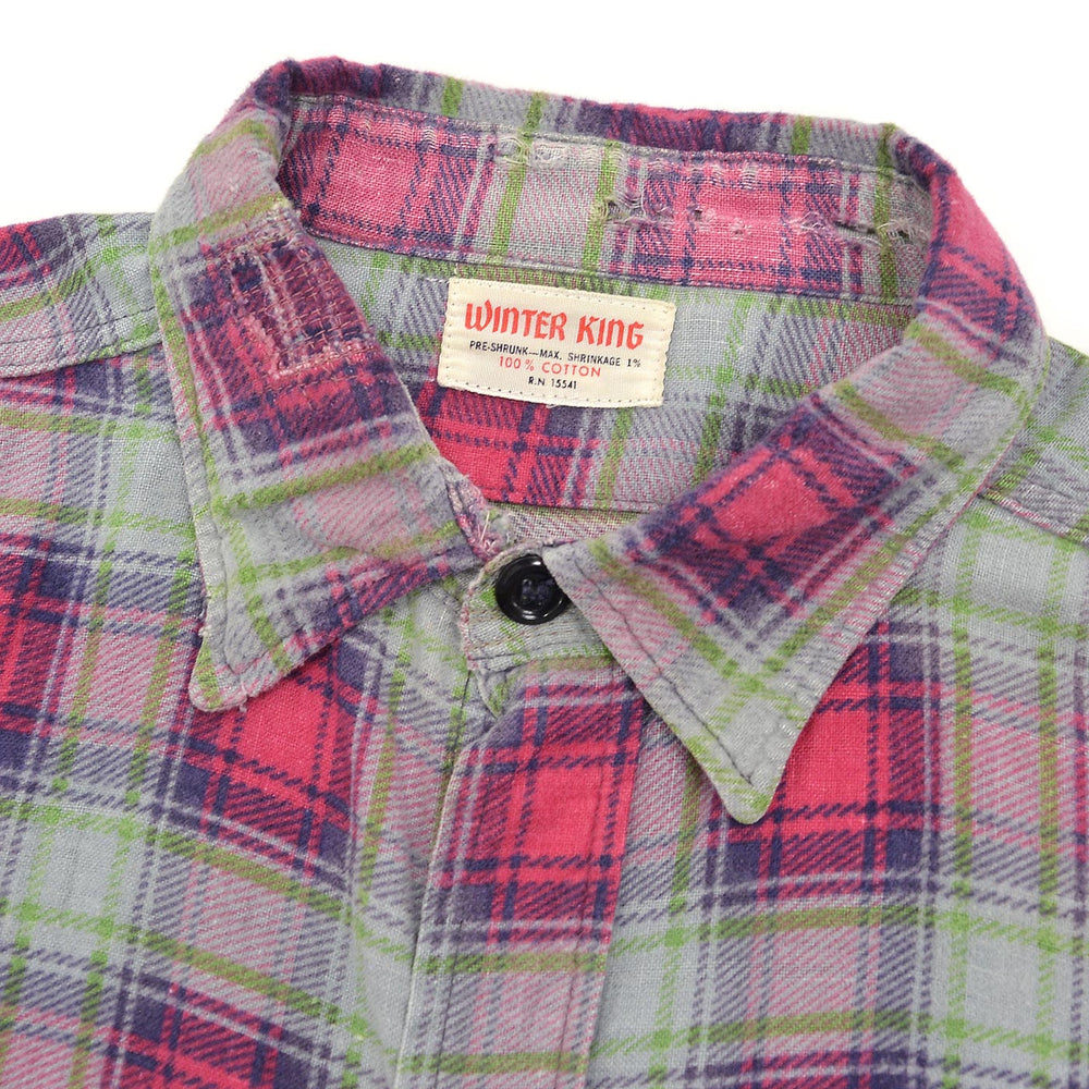 ~1960's WINTER KING PRINT FLANNEL SHIRT / GUSSET ...