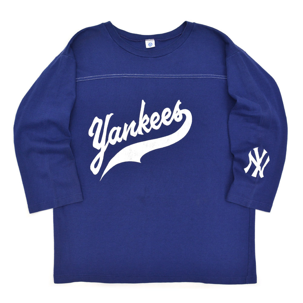 1970's ARTEX NEW YORK YANKEES FOOTBALL TEE / UNIQUE ... XL