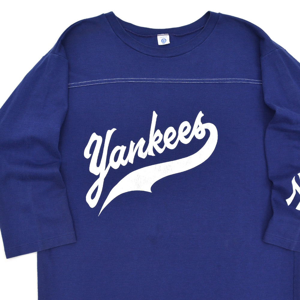 1970's ARTEX NEW YORK YANKEES FOOTBALL TEE / UNIQUE ... XL