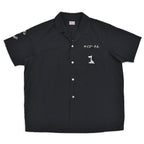 1960s NAVY EXCHANGE TAILOR SHOP SNOOPY EMBROIDERED BOWLING SHIRT / BLACK ...