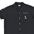 1960s NAVY EXCHANGE TAILOR SHOP SNOOPY EMBROIDERED BOWLING SHIRT / BLACK ...
