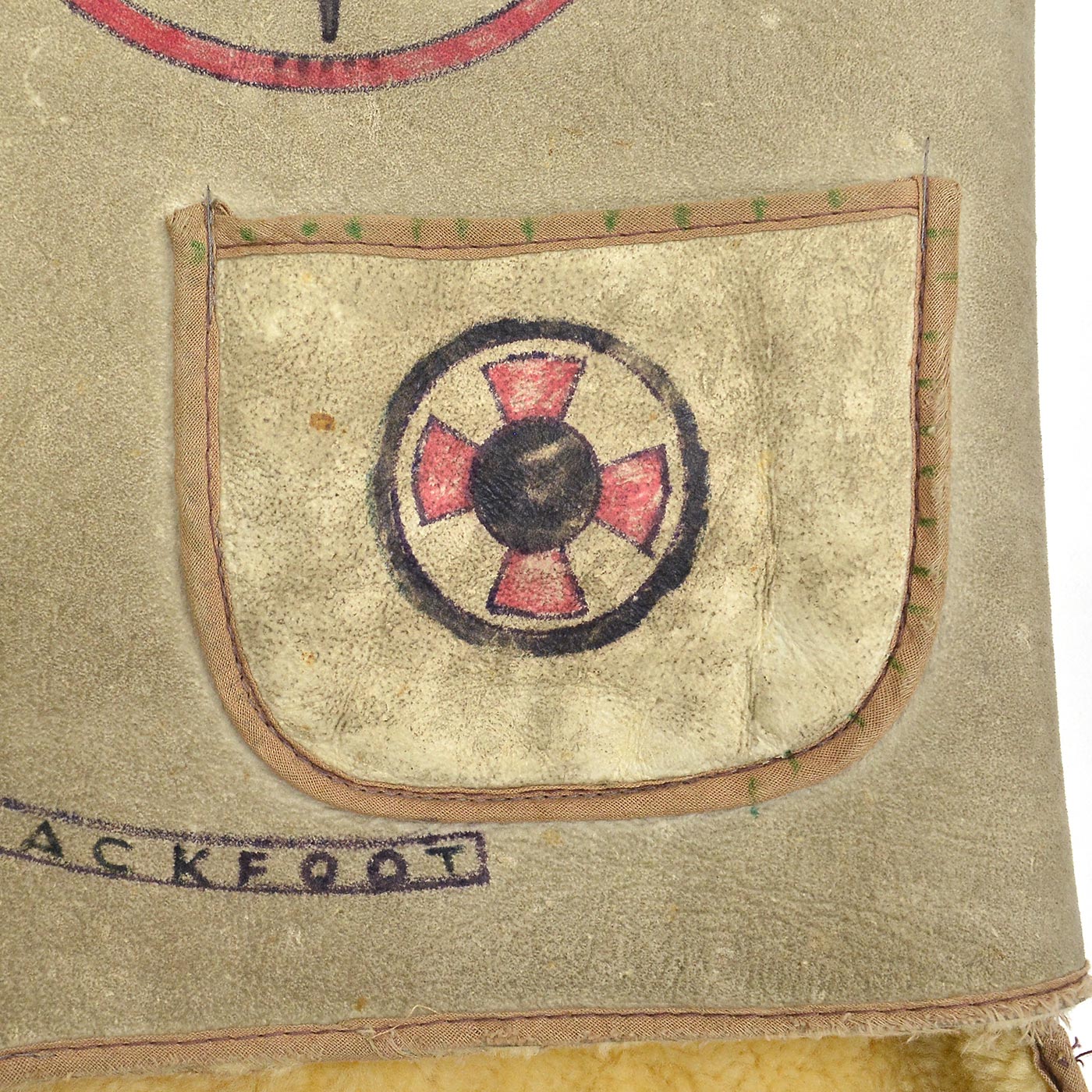 ~1960's NATIVE AMERICAN SYMBOLIC ARTWORK CUSTOM SHEARLING VEST...